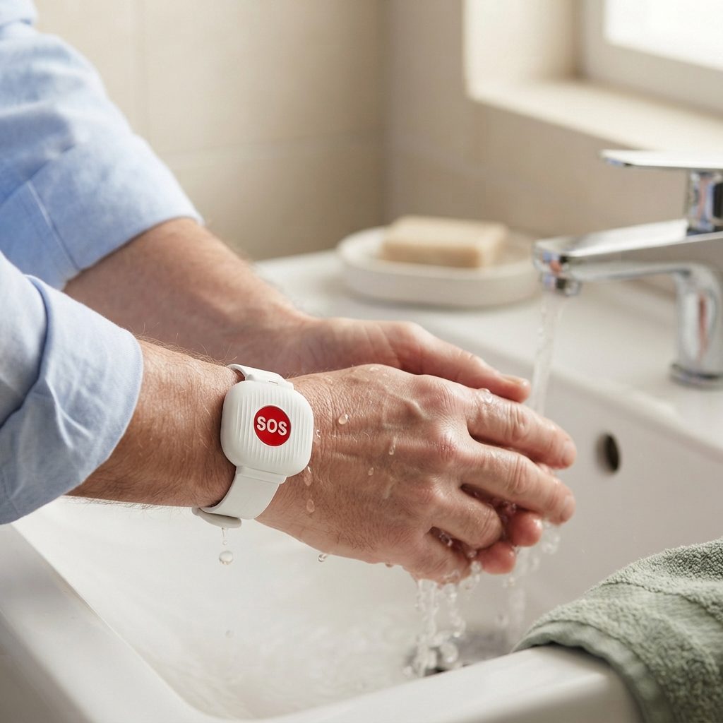 Wellwrist at the sink, IP65 splash-resistant